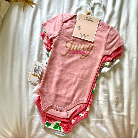 NWT Girls JUICY COUTURE 4-pack Onesies, 12M - Picture 4 of 4